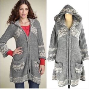 FREE PEOPLE Fair Isle ZIP Cardigan Duster Sweater